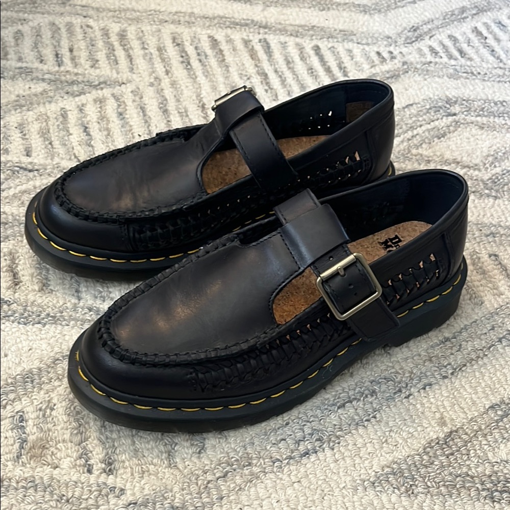 Doc Martens Black Leather Loafers with Buckle